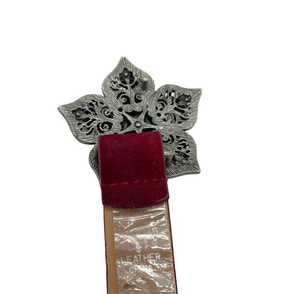 Express Women's Maroon Adjustable Chunky Floral Buckle Waist Belt size Small - Picture 4 of 8